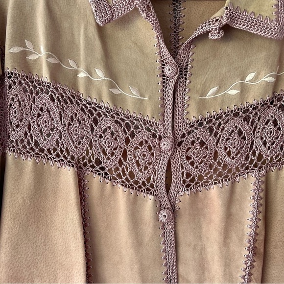 Dressbarn Leather Jacket Womens Long Sleeve Button Up Shingles Pink - Picture 5 of 12